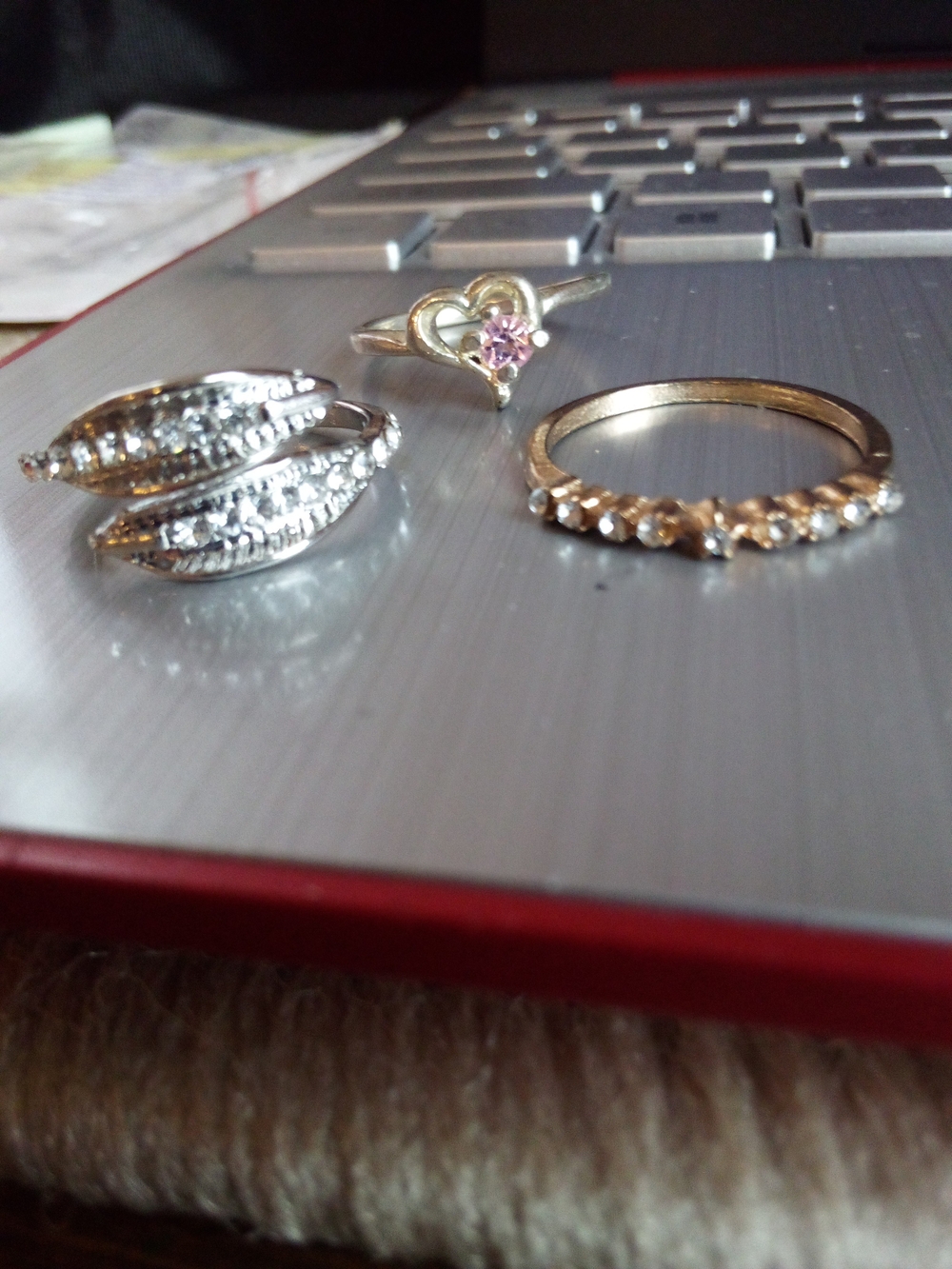 Mixed Metal Rhinestone Rings Set